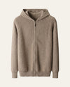 Merino Wool Zip Cardigan Beige — Shot 01