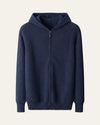 Merino Wool Zip Cardigan Navy — Shot 01