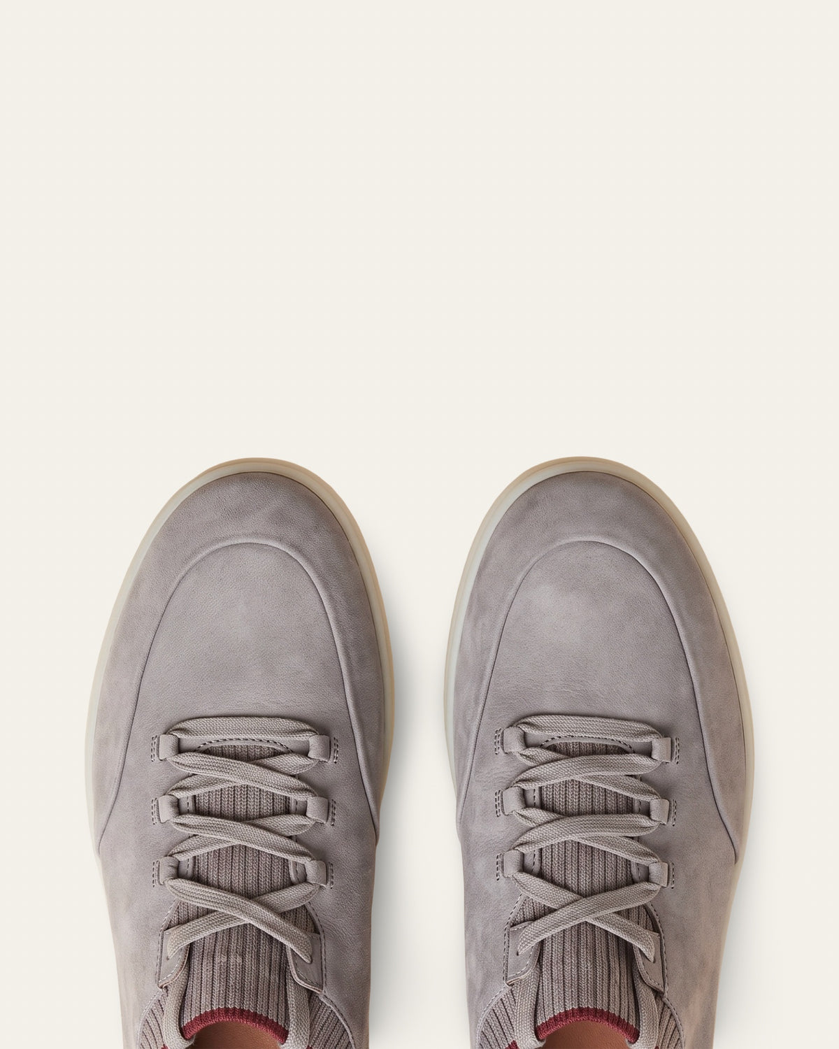 Nubuck Knit-Collar Sneaker — Grey — Shot 03