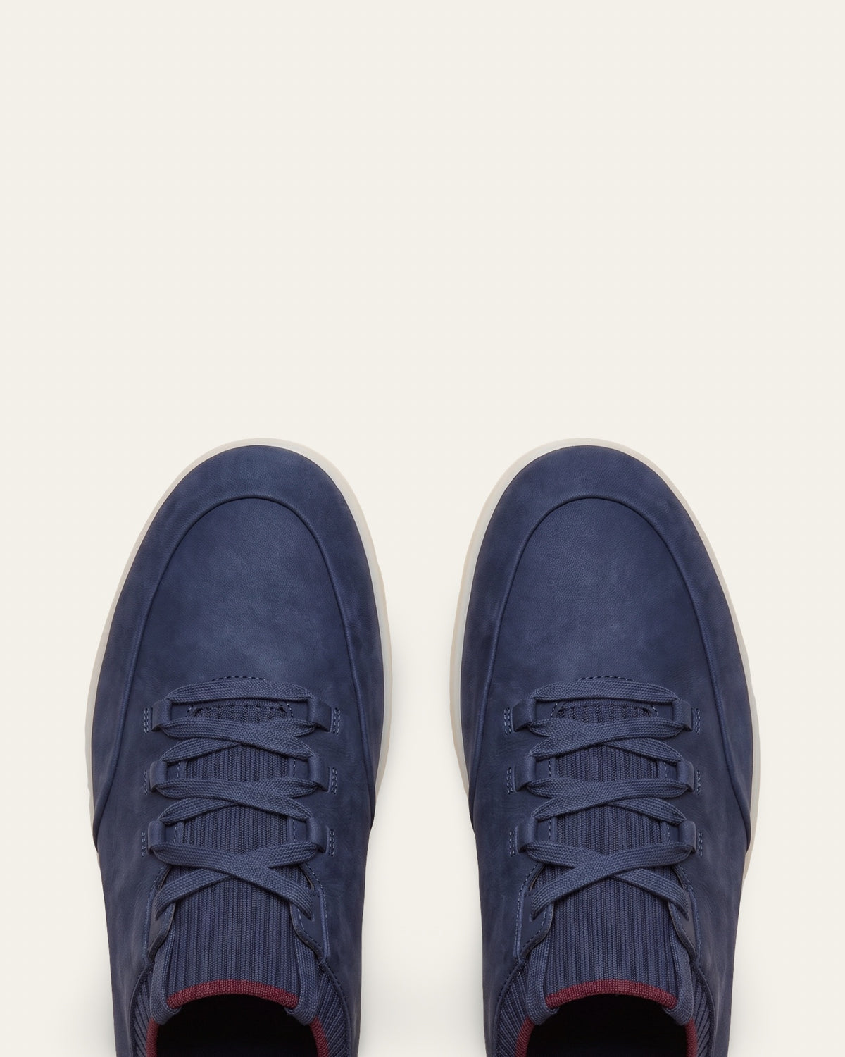 Nubuck Knit-Collar Sneaker — Navy — Shot 03