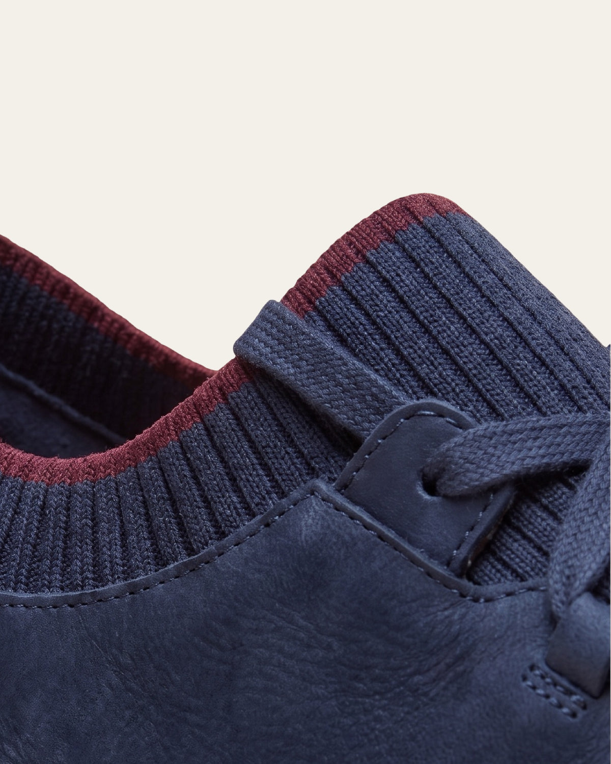 Nubuck Knit-Collar Sneaker — Navy — Shot 04