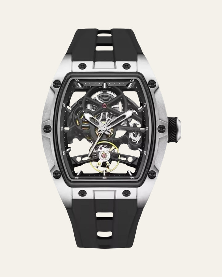 Valentier Genève Spectre S2 — Black Silver Skeleton Tonneau Chronographe — Shot 01