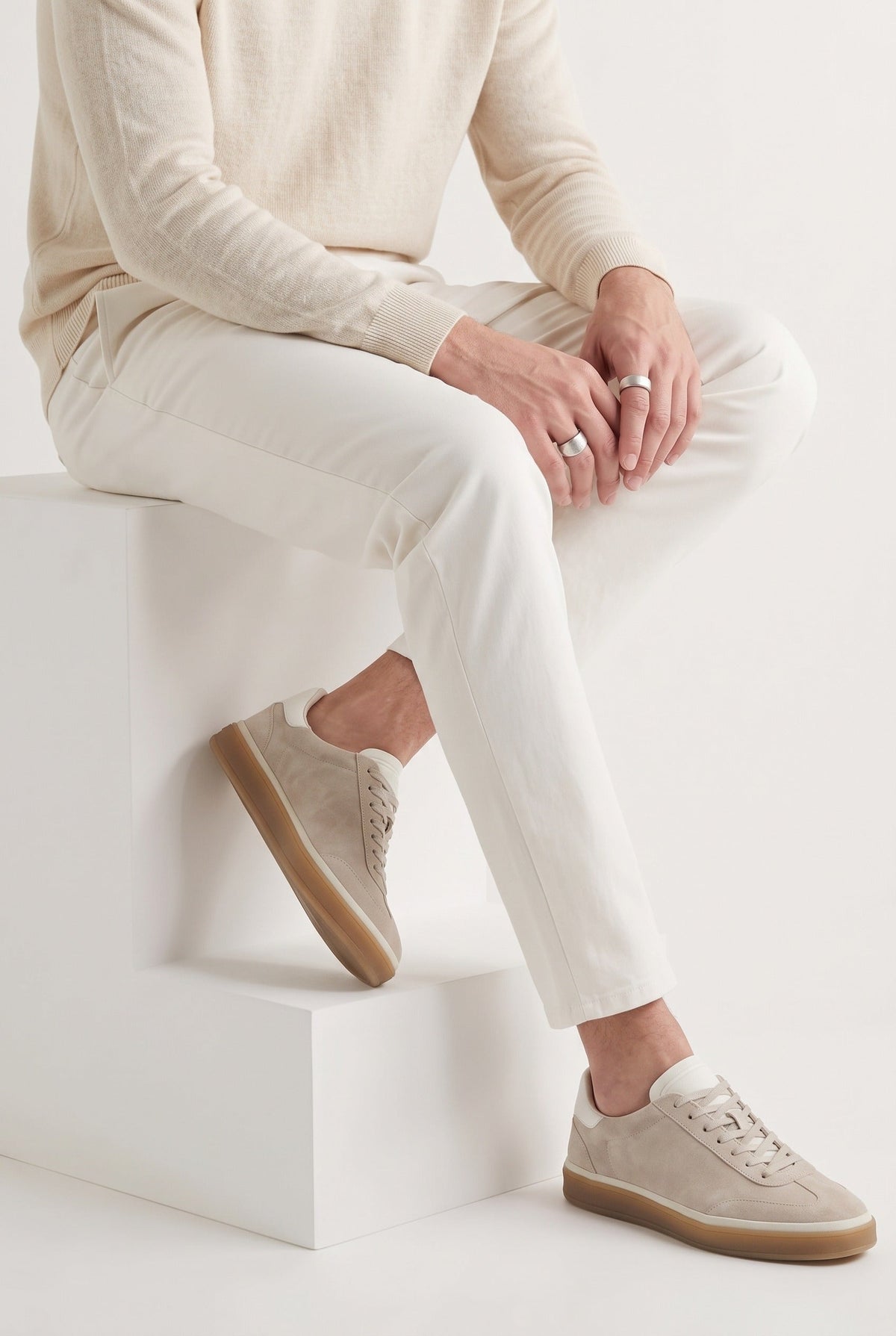 The Cannes Suede Sneaker in Beige