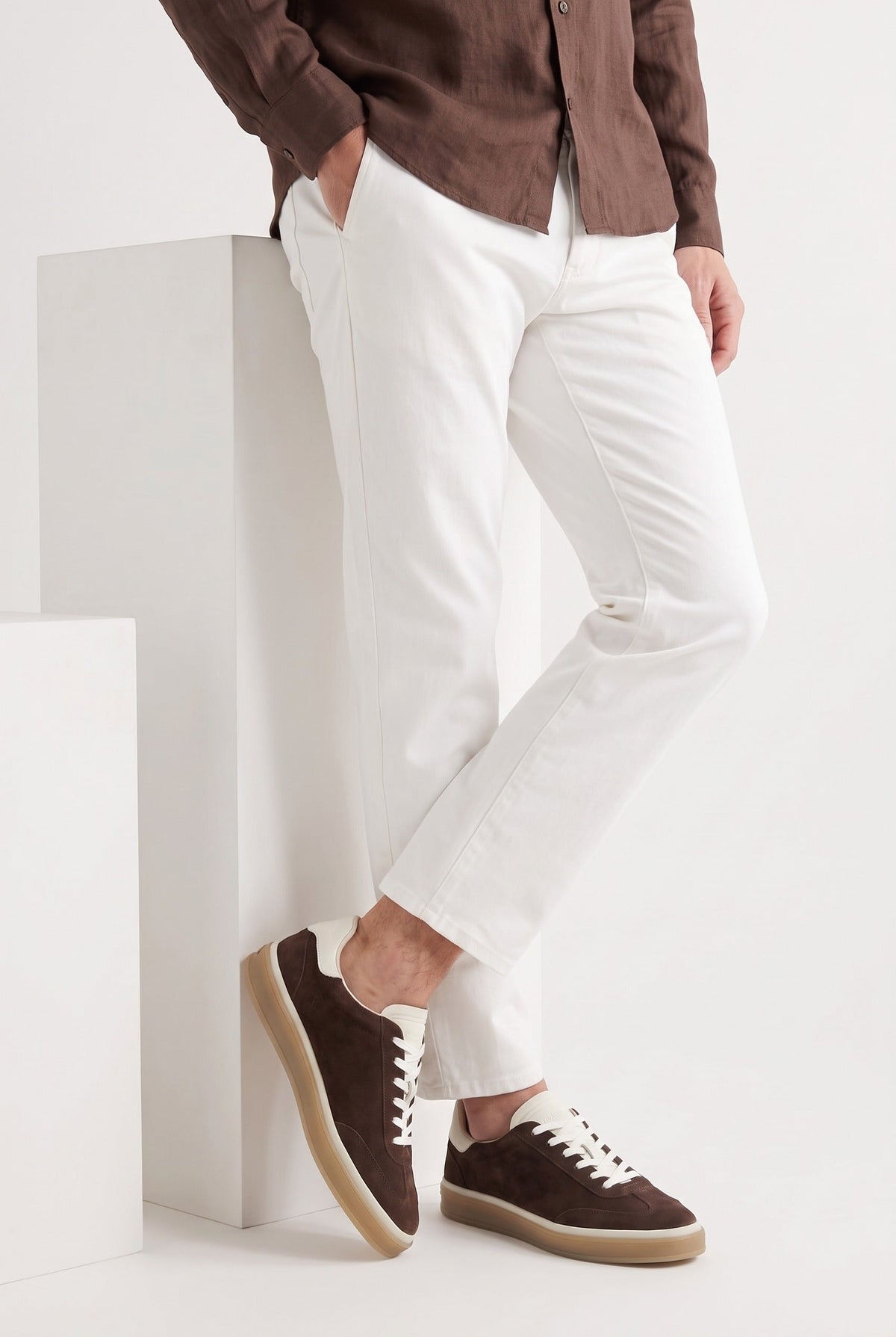 The Cannes Suede Sneaker in Chocolate