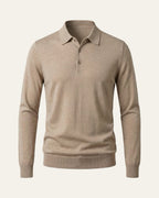 100% Merino Wool Polo Shirt Beige — Shot 01