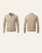 100% Merino Wool Polo Shirt Beige — Shot 02