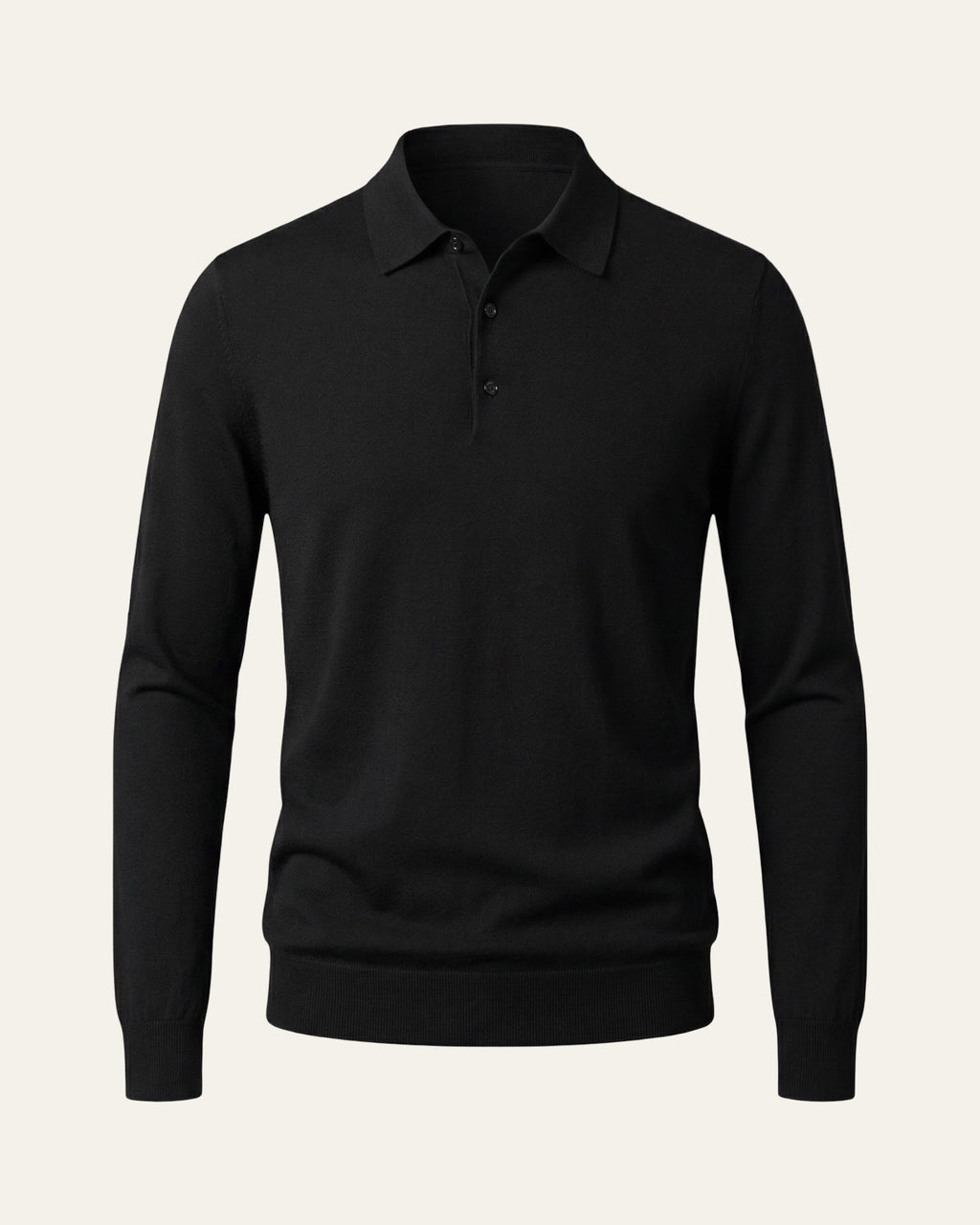 100% Merino Wool Polo Shirt Black — Shot 01