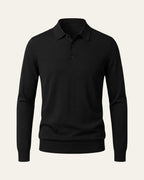 100% Merino Wool Polo Shirt Black — Shot 01