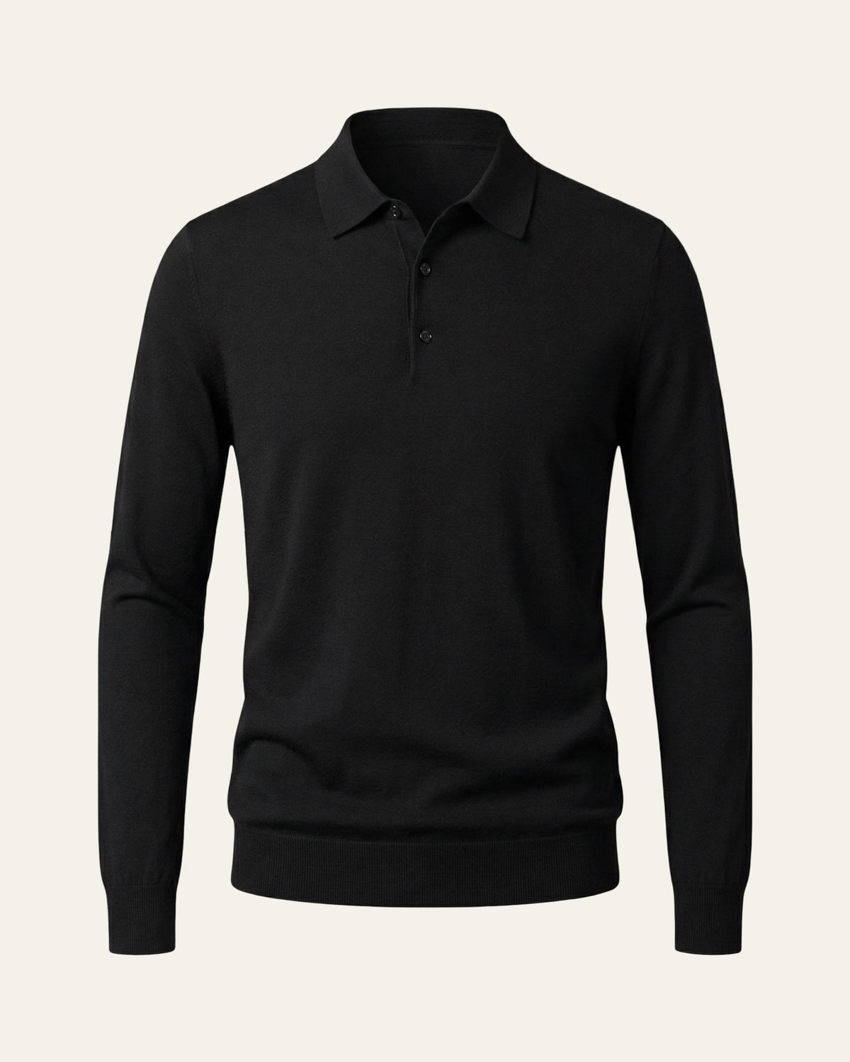 100% Merino Wool Polo Shirt Black — Shot 01