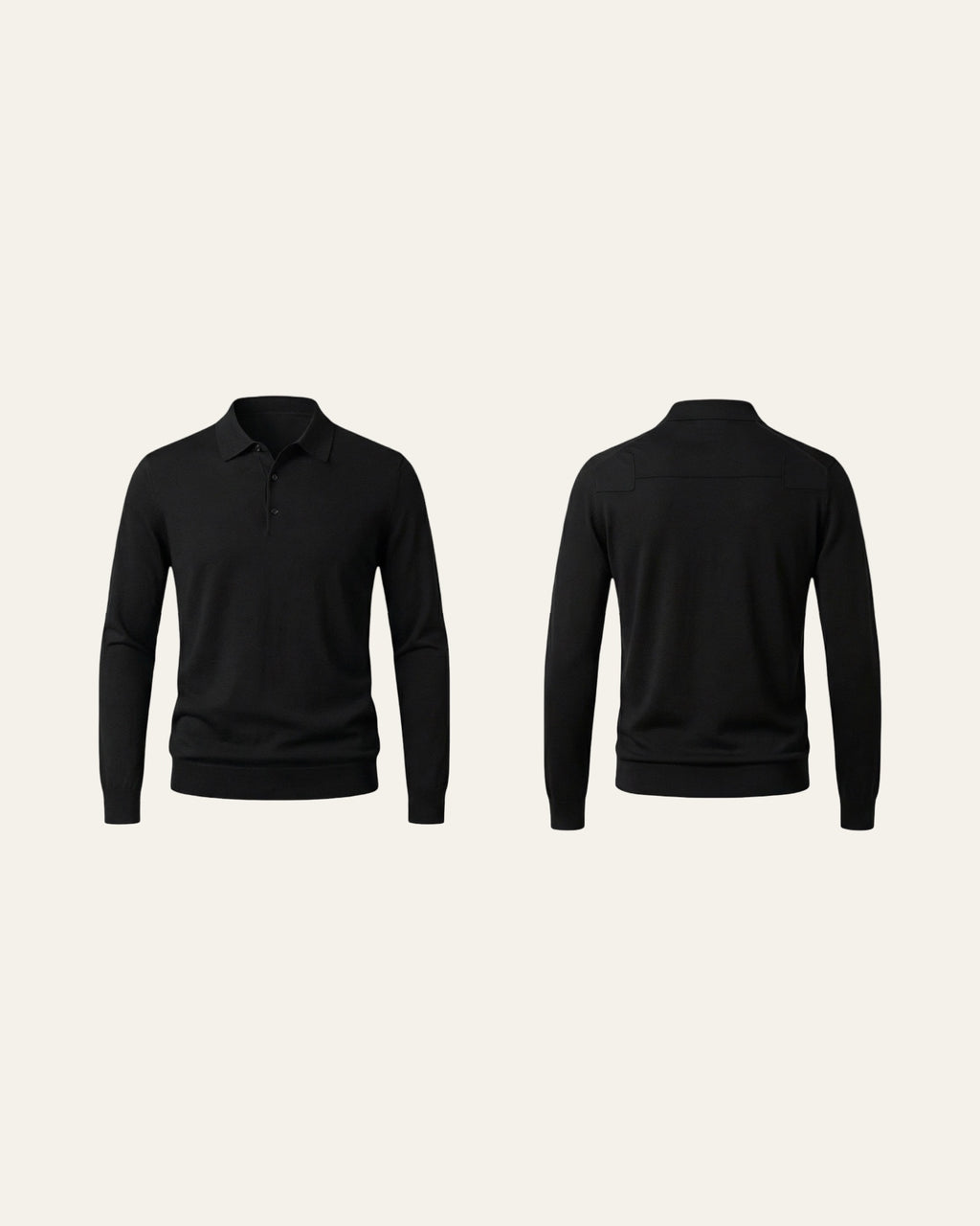 100% Merino Wool Polo Shirt Black — Shot 02