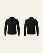 100% Merino Wool Polo Shirt Black — Shot 02