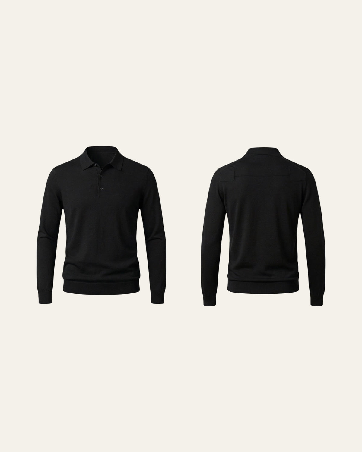 100% Merino Wool Polo Shirt Black — Shot 02