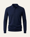 100% Merino Wool Polo Shirt Navy — Shot 01