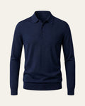 100% Merino Wool Polo Shirt Navy — Shot 01