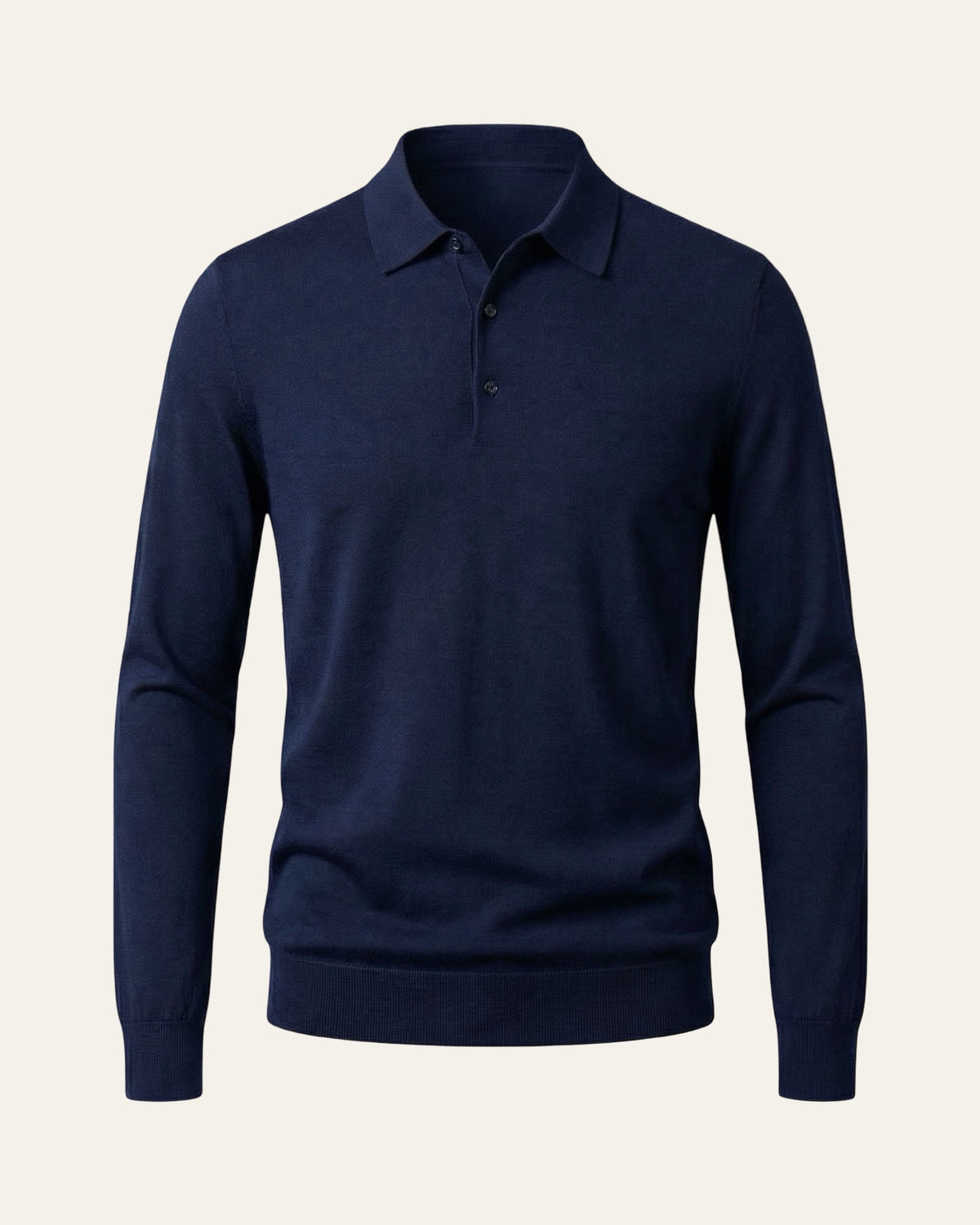 100% Merino Wool Polo Shirt Navy — Shot 01