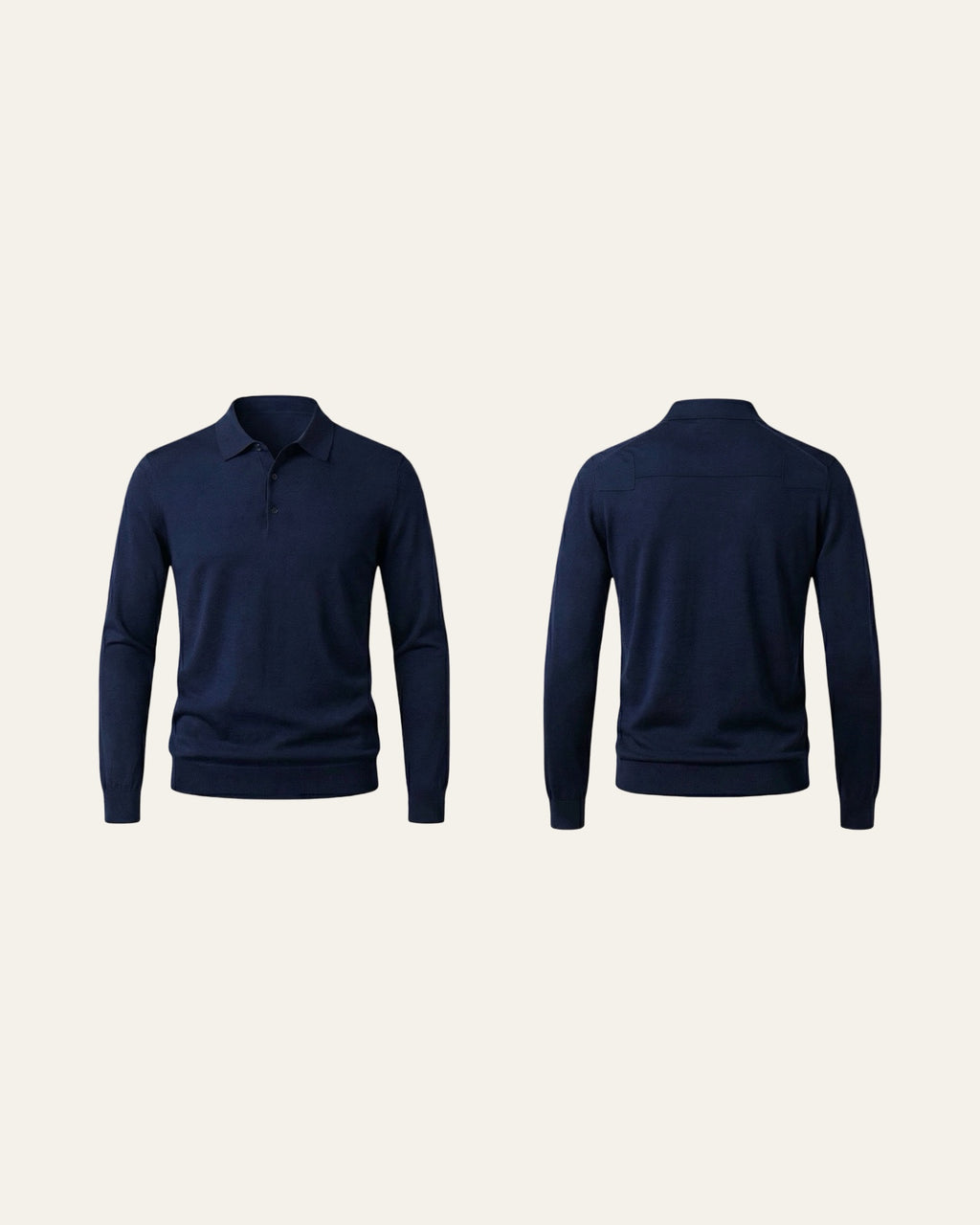 100% Merino Wool Polo Shirt Navy — Shot 02