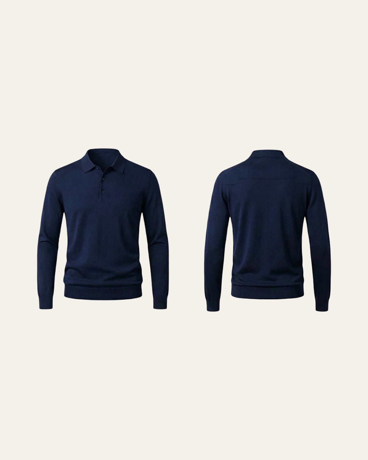 100% Merino Wool Polo Shirt Navy — Shot 02