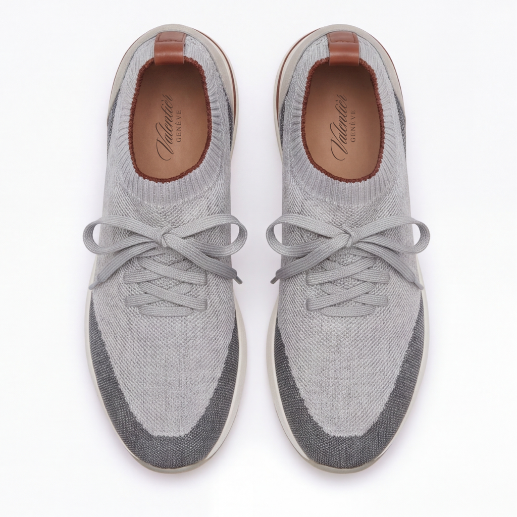 The Valerian — Laced Knit Sneakers Grey