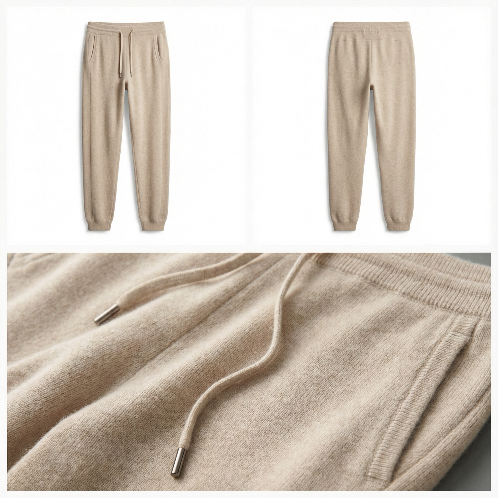 Merino Wool Knit Two-Piece Set Beige