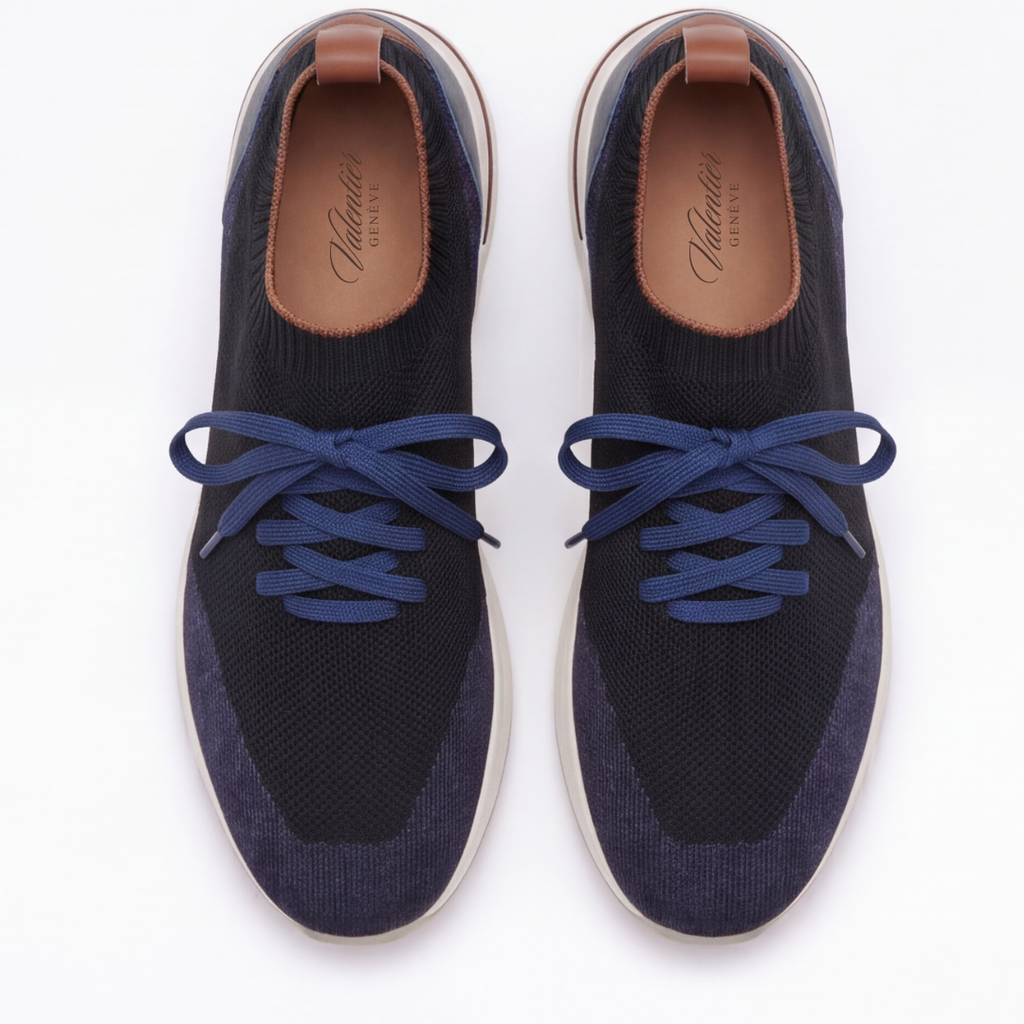 The Valerian — Laced Knit Sneakers Navy Blue