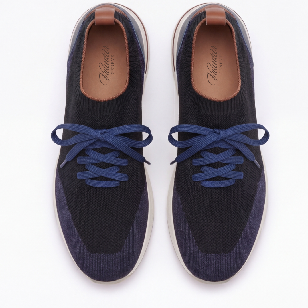 The Valerian — Laced Knit Sneakers Navy Blue