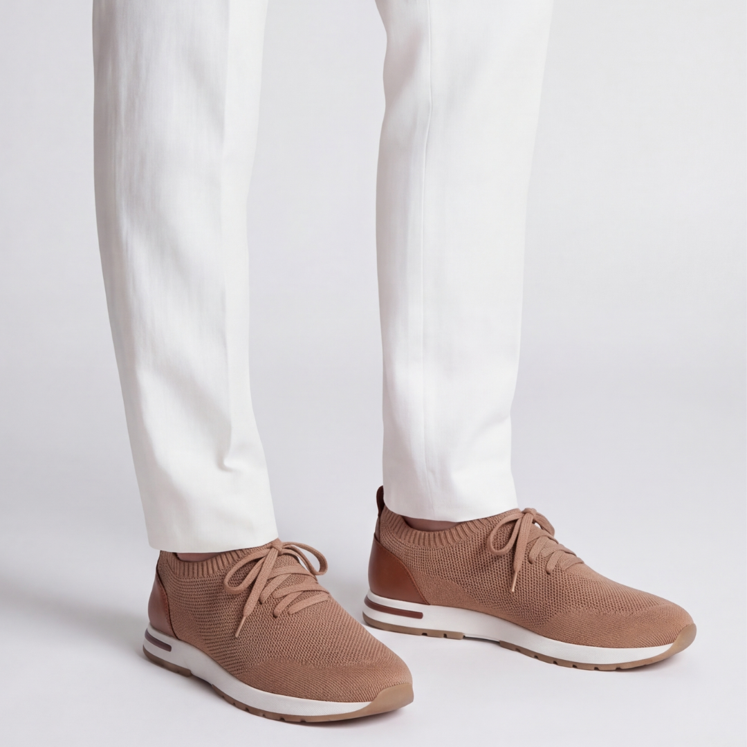 The Valerian — Laced Knit Sneakers Camel Brown