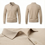 100% Merino Wool Polo Shirt Beige