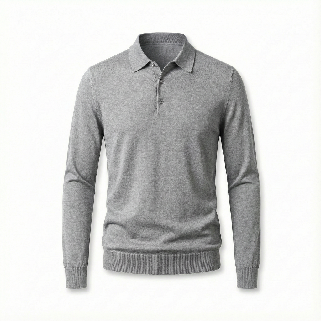 100% Merino Wool Polo Shirt Grey