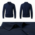 100% Merino Wool Polo Shirt Navy