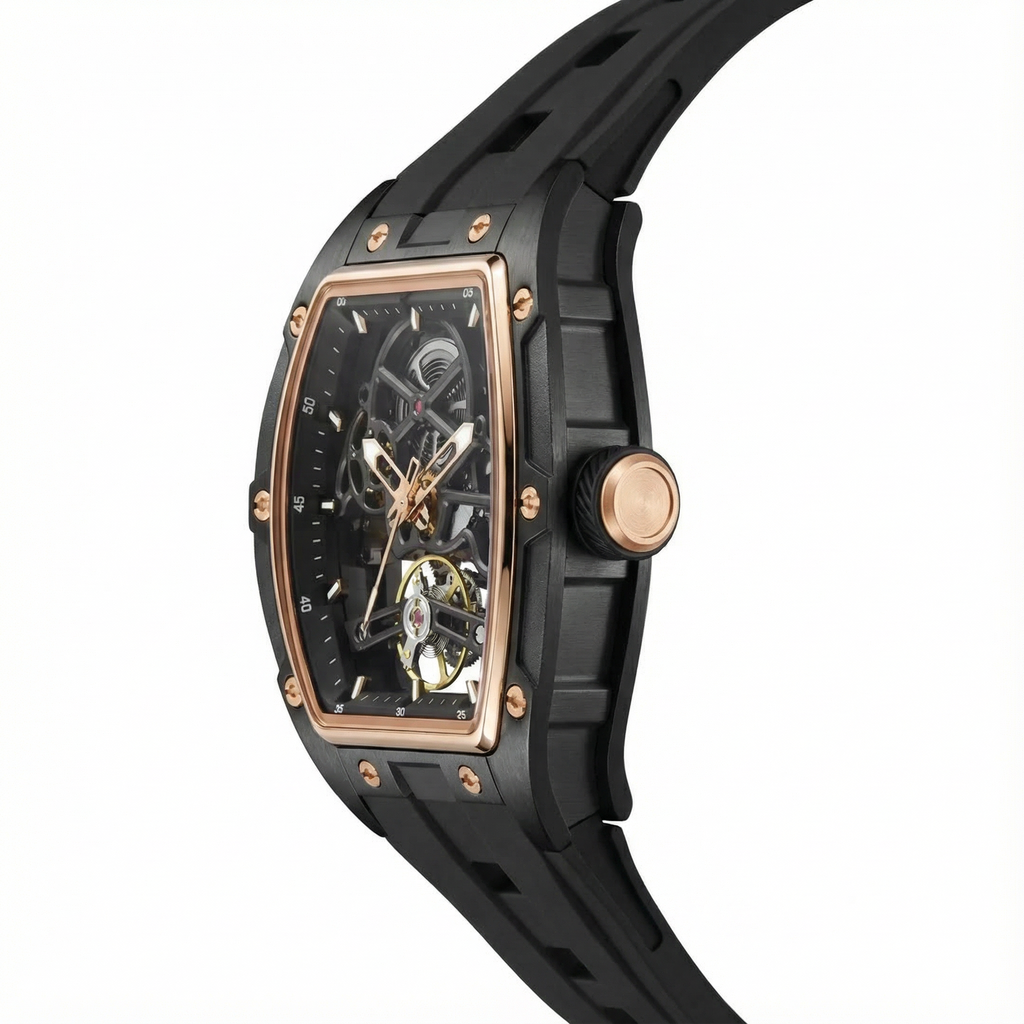 Valentier Genève Spectre S2 — Black Gold Skeleton Tonneau Chronographe