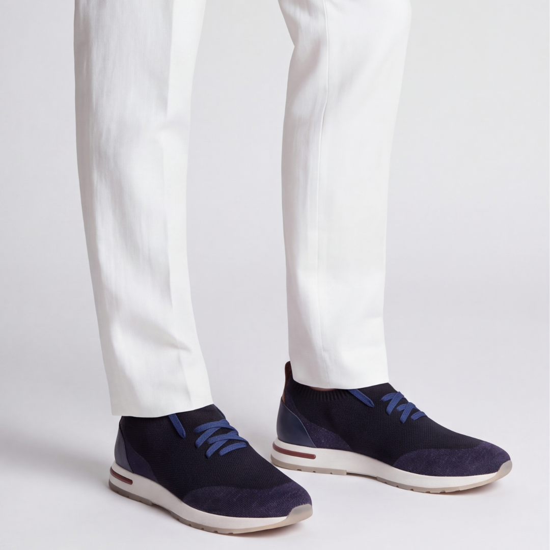 The Valerian — Laced Knit Sneakers Navy Blue