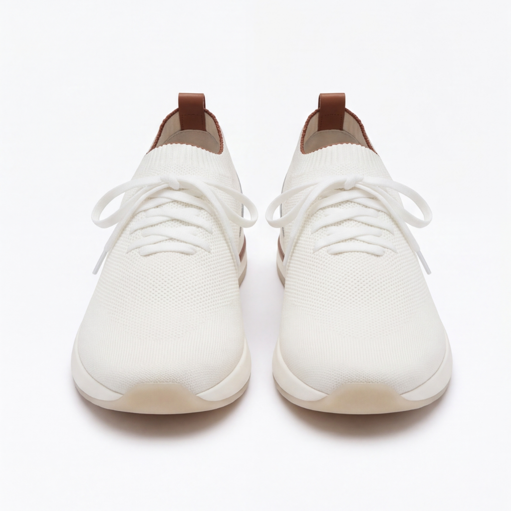 The Valerian — Laced Knit Sneakers White Ivory