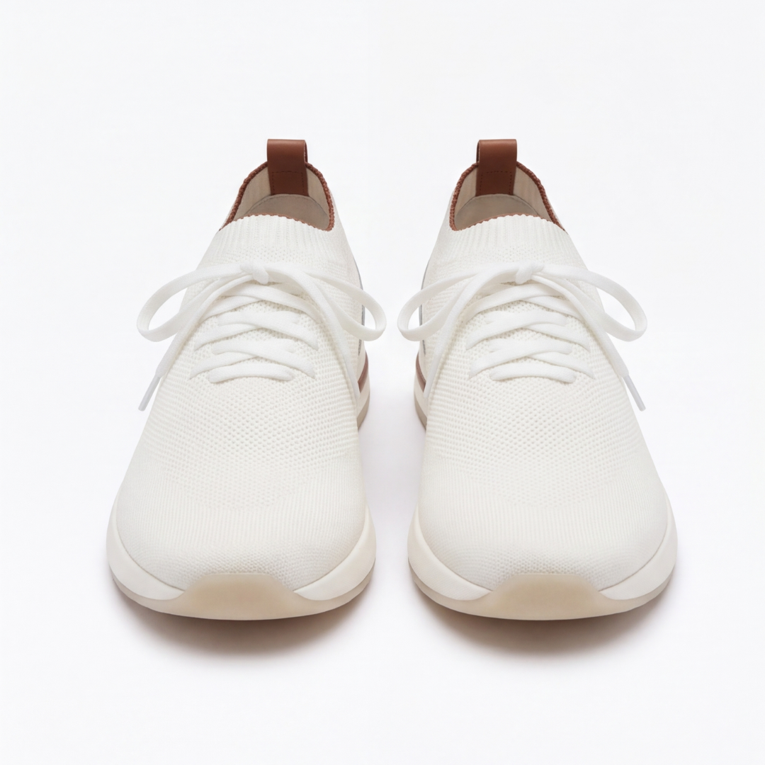 The Valerian — Laced Knit Sneakers White Ivory
