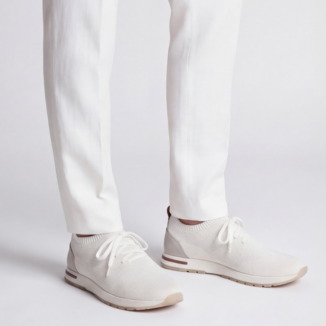 The Valerian — Laced Knit Sneakers White Ivory