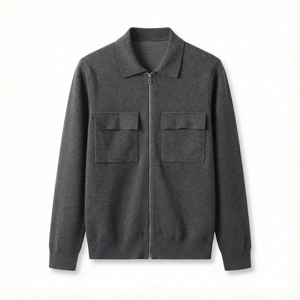 Merino Wool Zip Jacket Grey