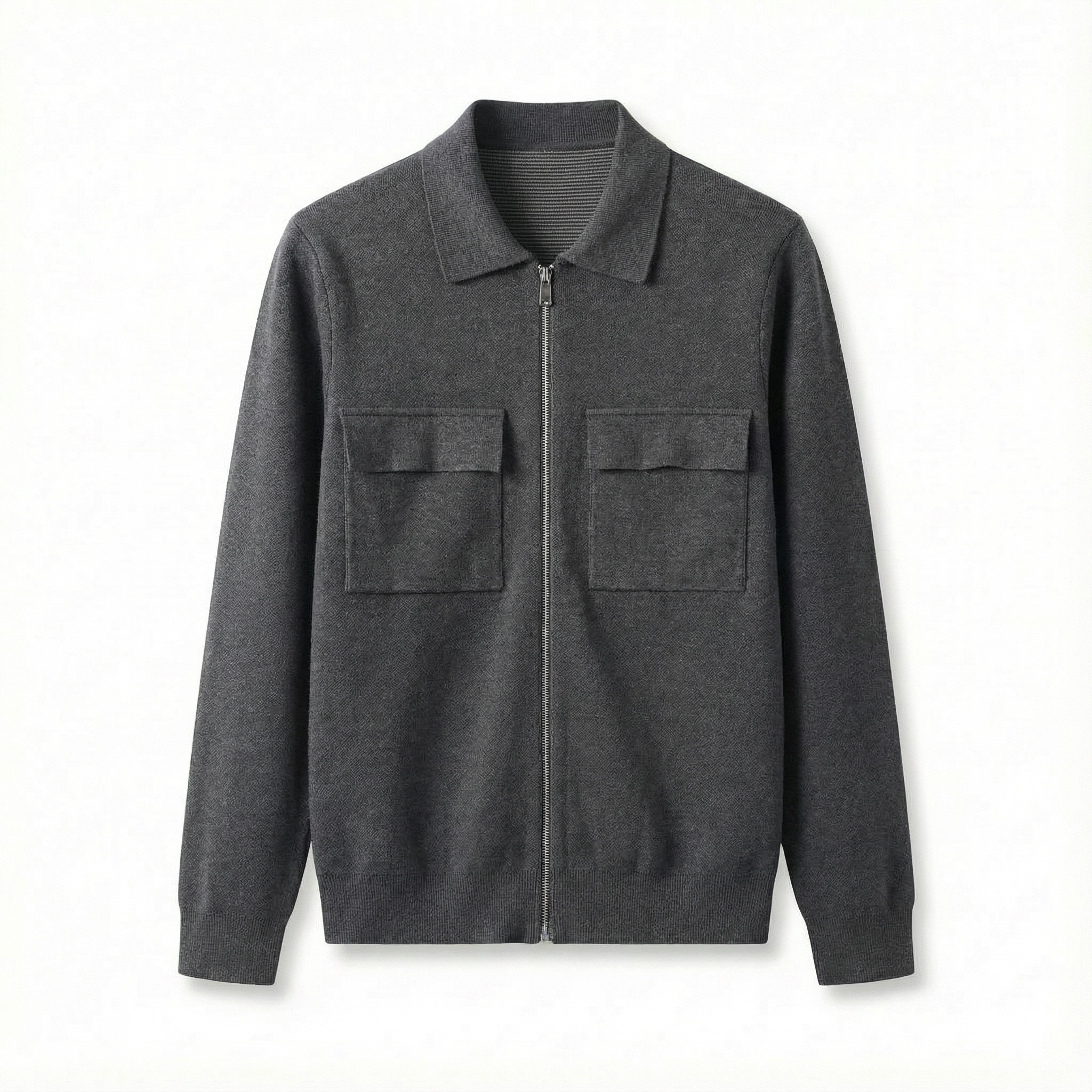 Merino Wool Zip Jacket Grey