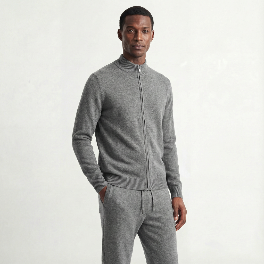 Merino Wool Knit Two-Piece Set Grey