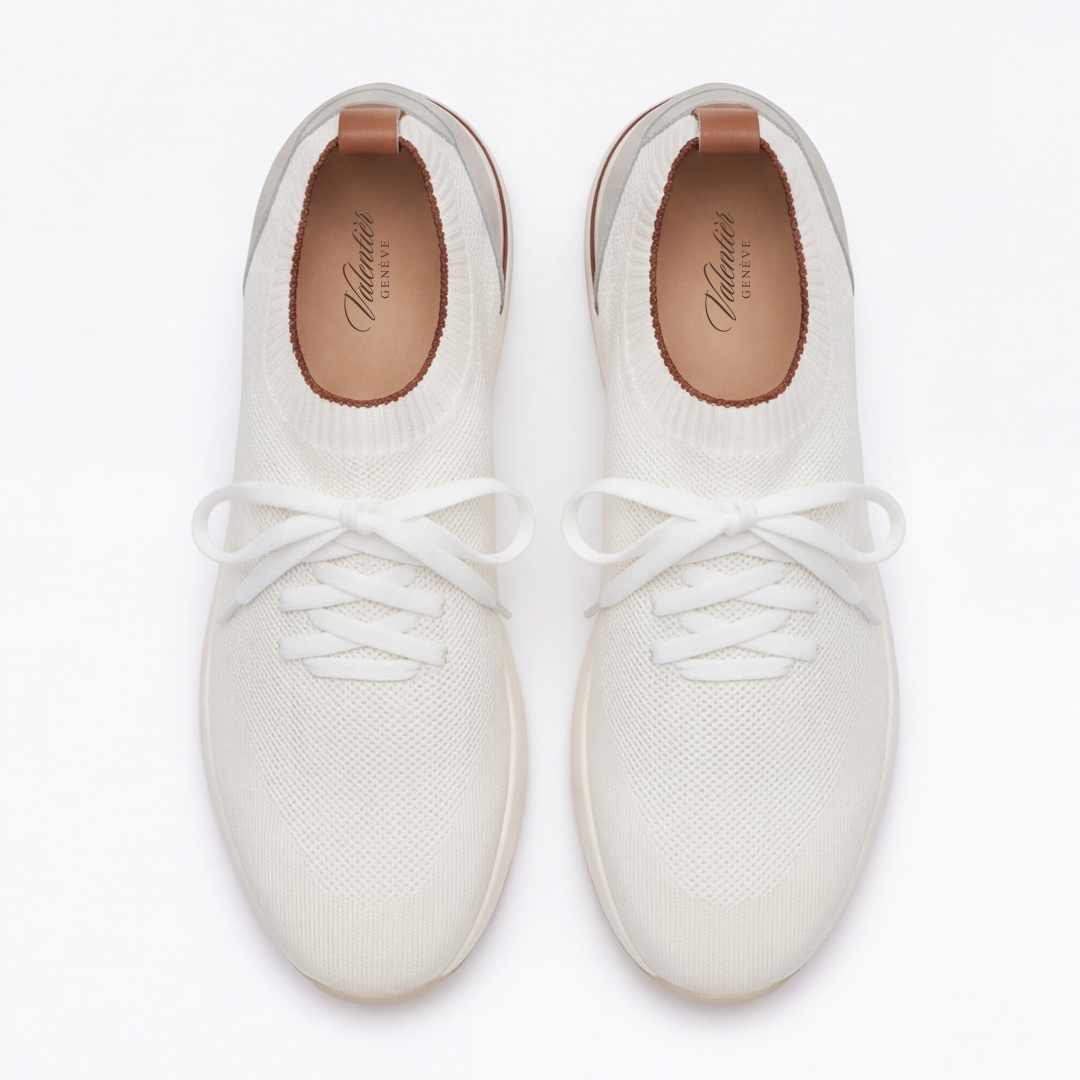 The Valerian — Laced Knit Sneakers White Ivory