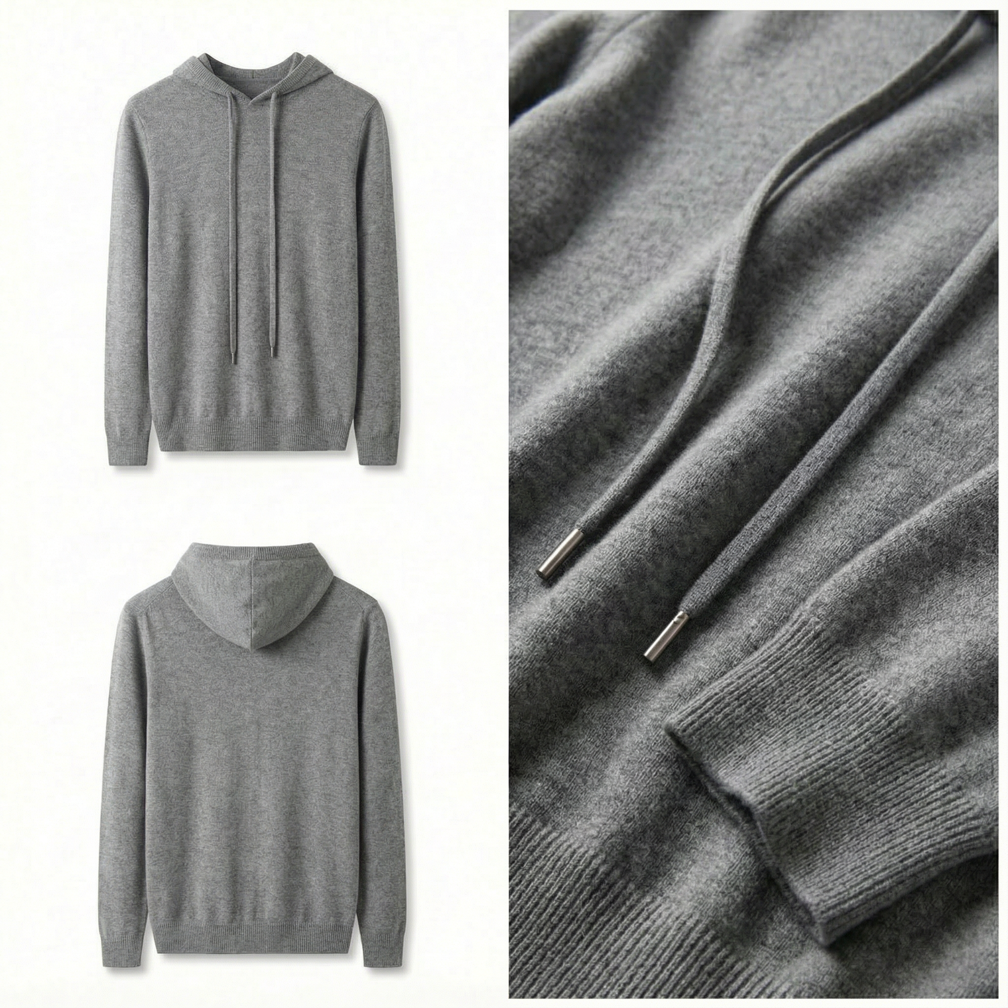 Pure Cashmere Hoodie Grey