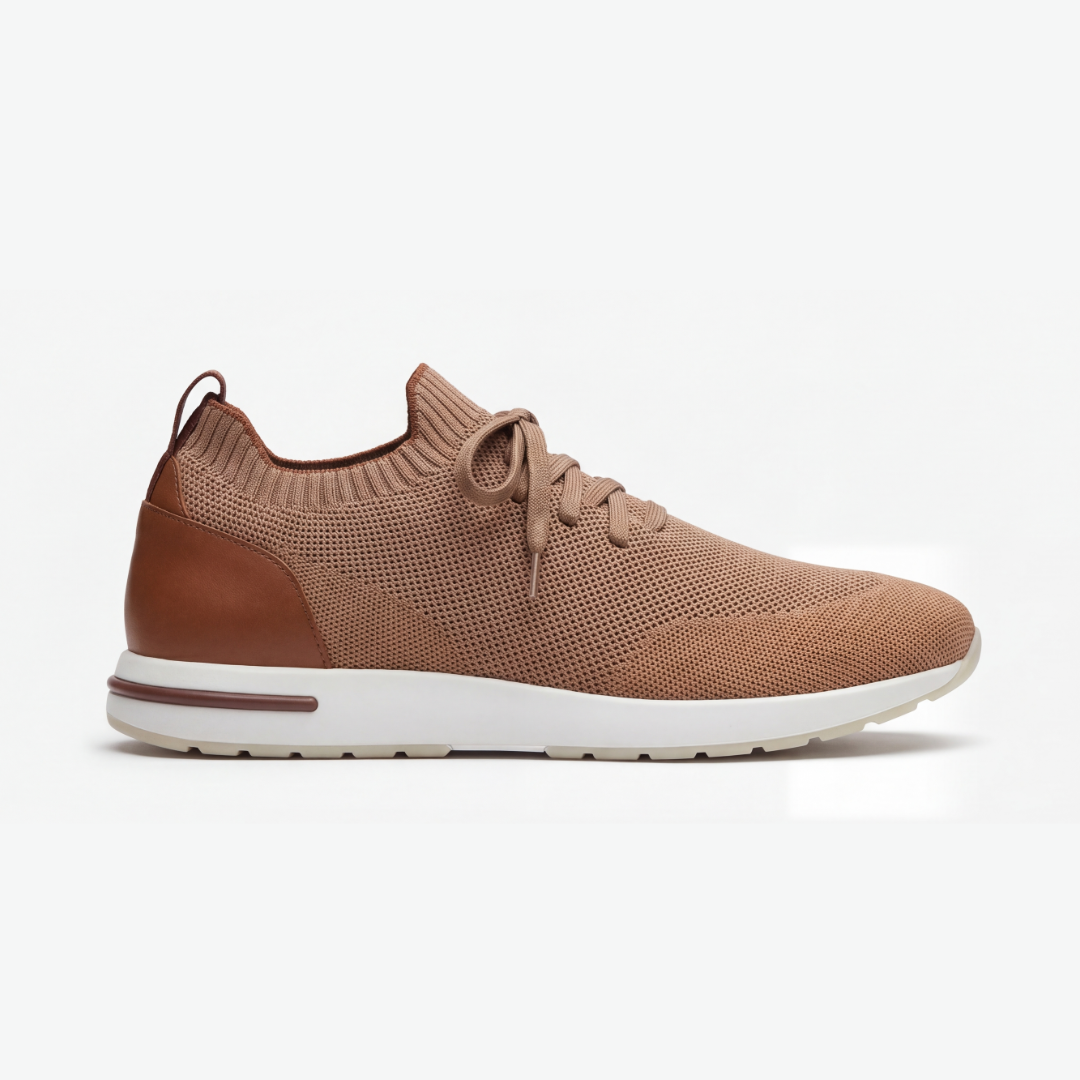 The Valerian — Laced Knit Sneakers Camel Brown