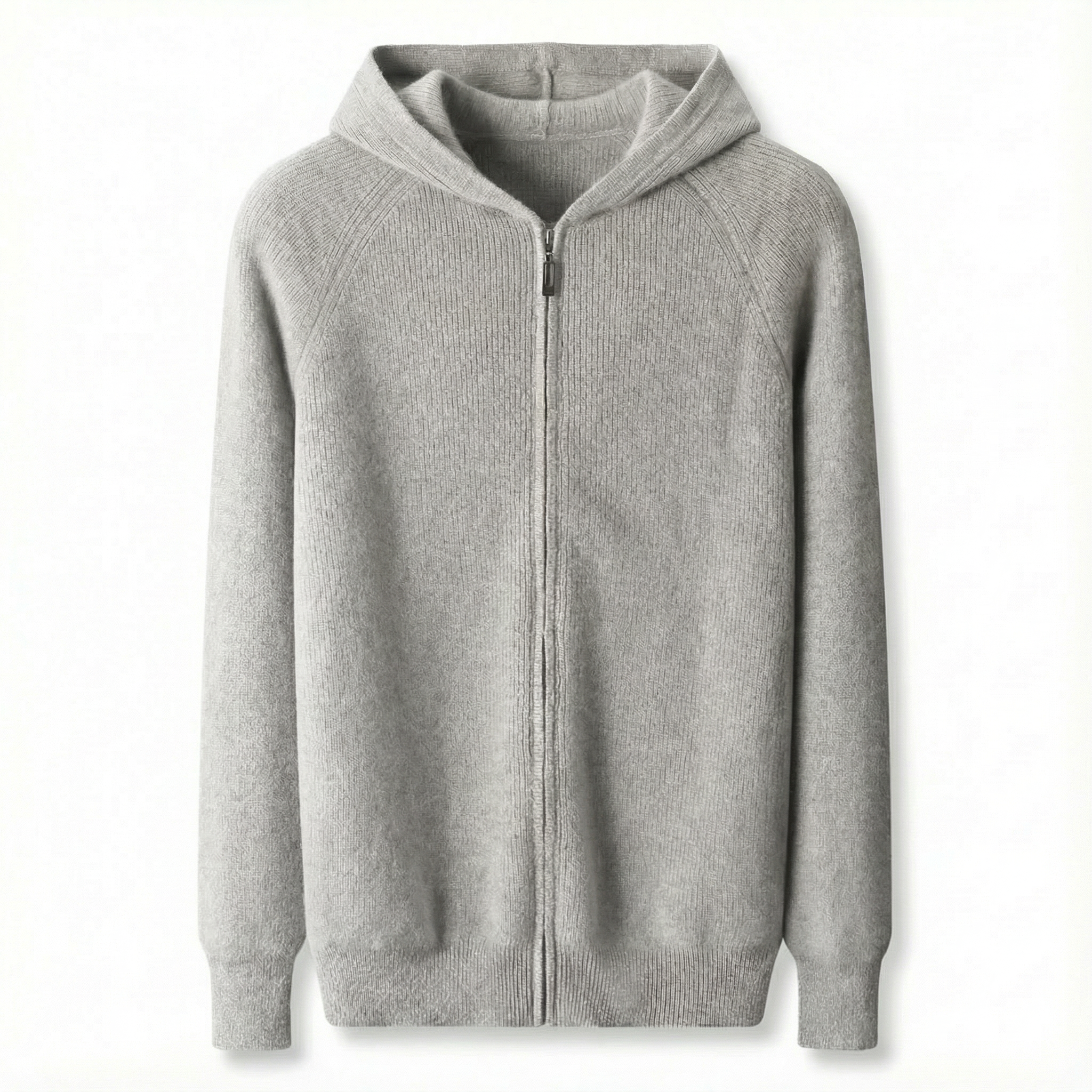 Merino Wool Zip Cardigan Grey