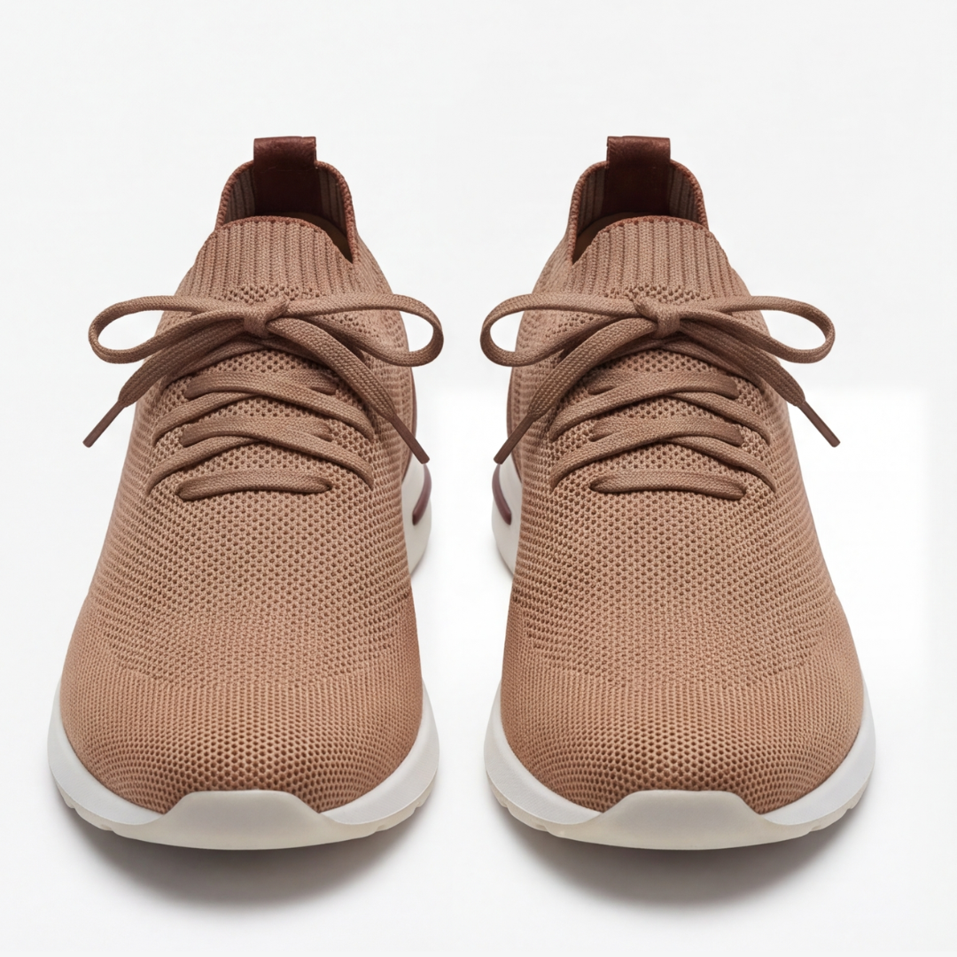 The Valerian — Laced Knit Sneakers Camel Brown