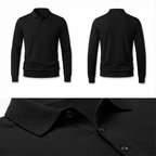 100% Merino Wool Polo Shirt Black