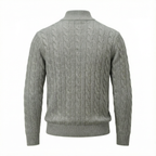 Silk–Cotton Cable Knit Half-Zip Grey