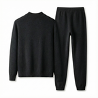 Merino Wool Knit Two-Piece Set Black