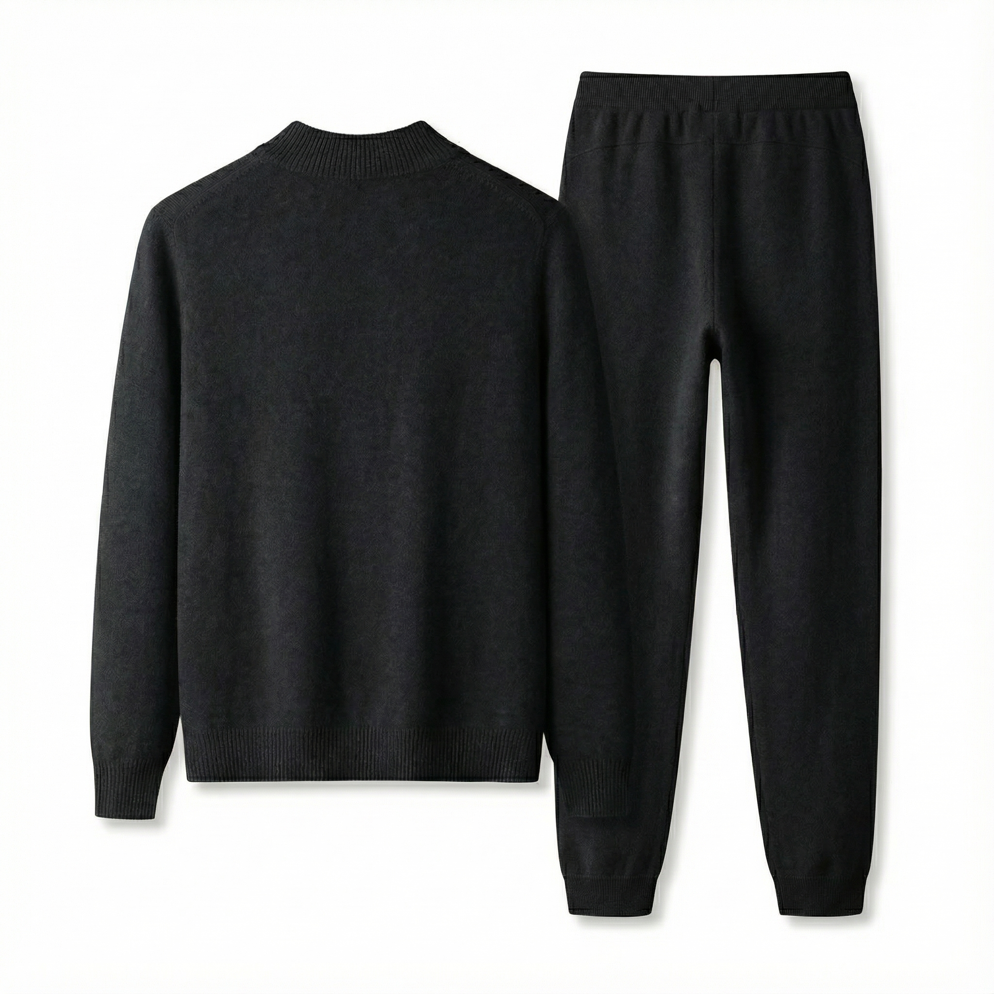 Merino Wool Knit Two-Piece Set Black