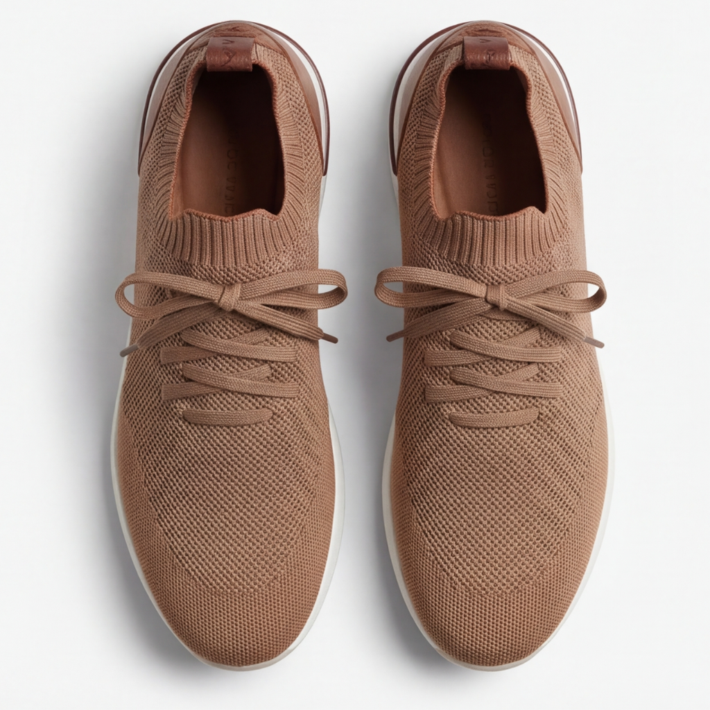 The Valerian — Laced Knit Sneakers Camel Brown