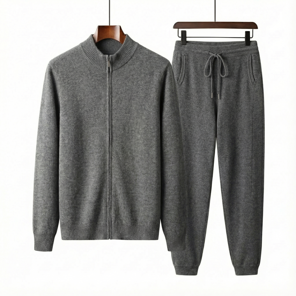 Merino Wool Knit Two-Piece Set Grey