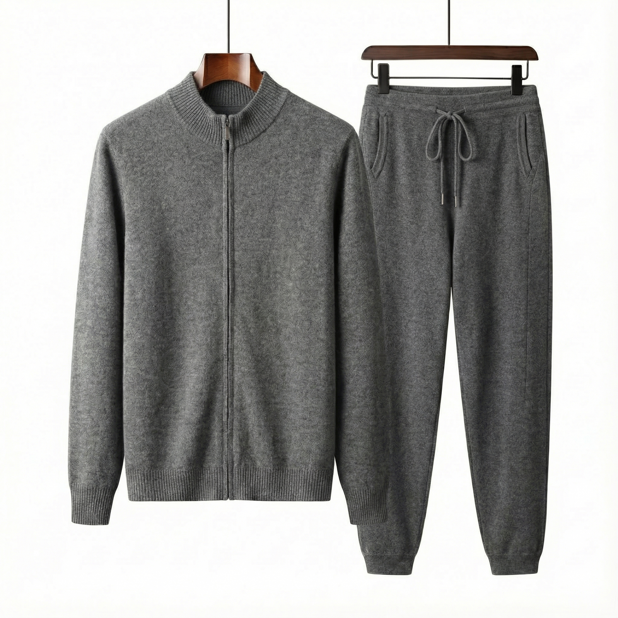 Merino Wool Knit Two-Piece Set Grey