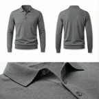 100% Merino Wool Polo Shirt Grey
